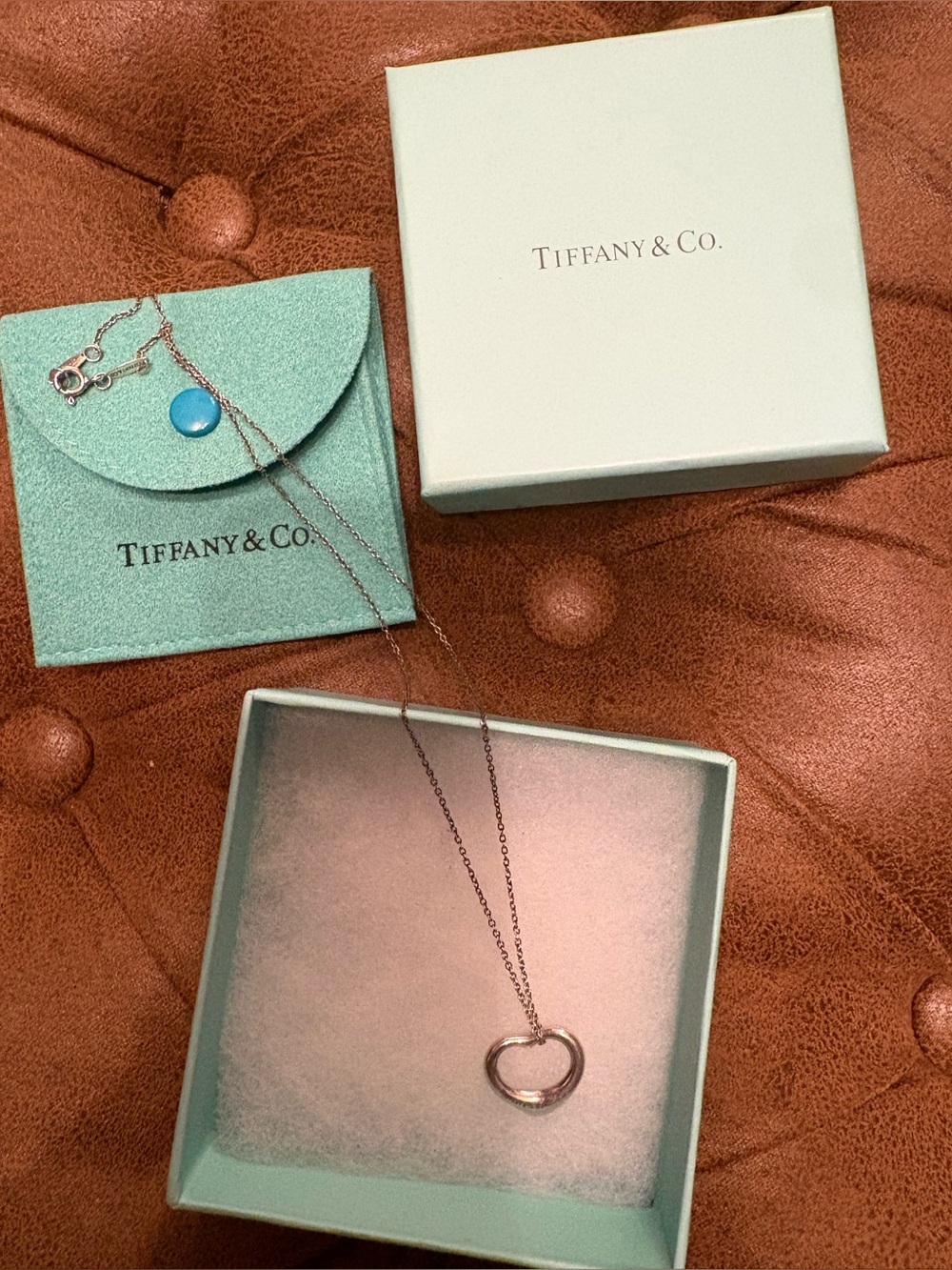 Tiffany & Co. Silver Open Heart Pendant Necklace
